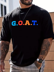 Men's Colorful 'GOAT' Graphic T-shirt for Summer