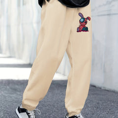 Men's Graffiti Rabbit Toy Pattern Printed Trousers With Pockets