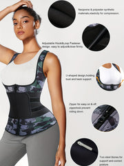 Camouflage Pattern Zipper Body Shaping Tank Top Women's Activewear