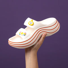 Women's Double Strap Pillow Slippers Decor Non slip Beach Sandals