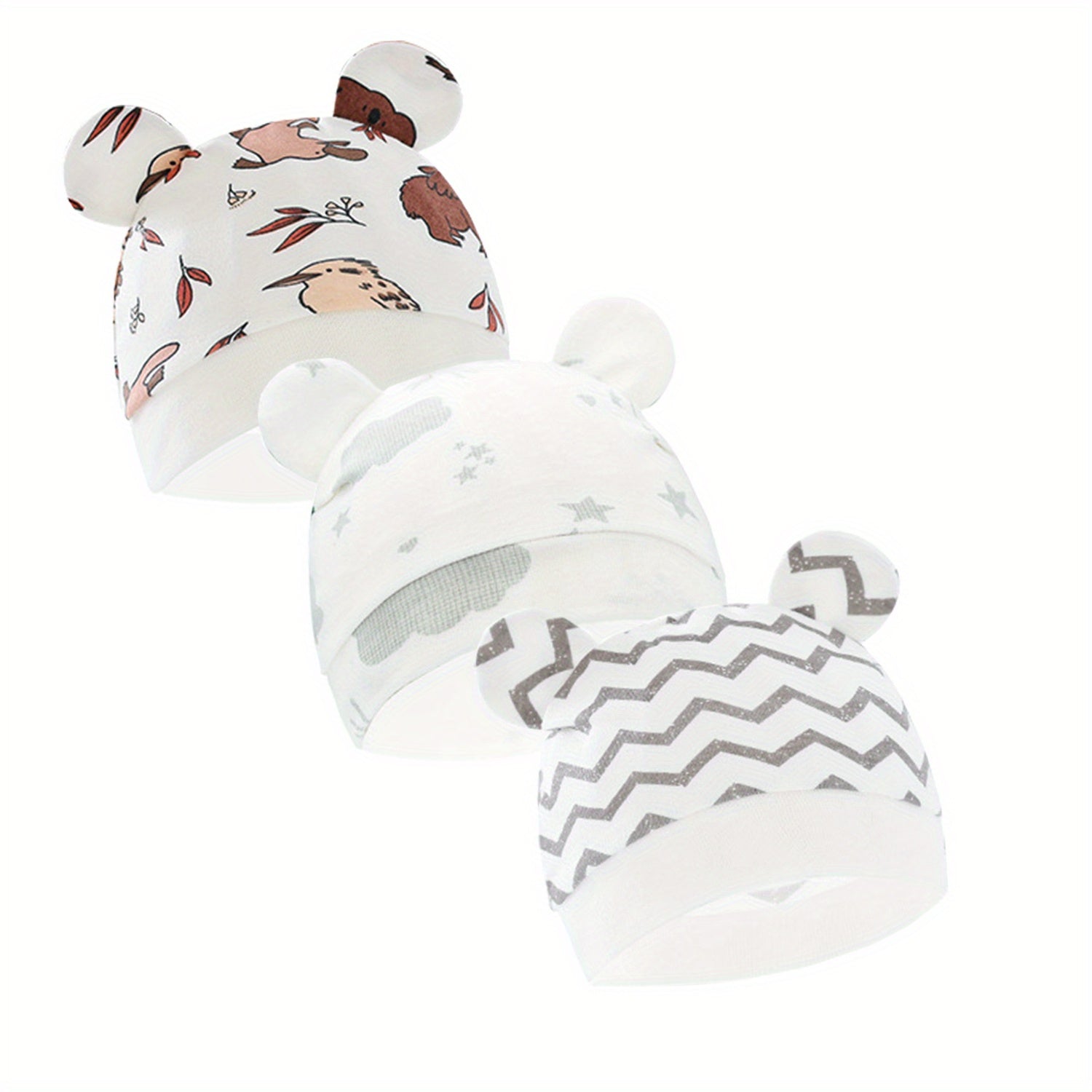 3pcs Baby Stripe Star Bear Ears Cap for Newborn Toddler Baby