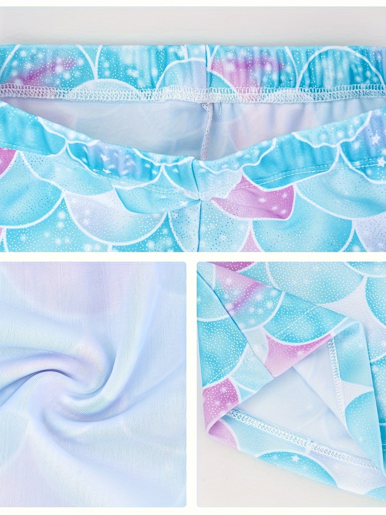 3pcs Girls Fish Scale Gymnastics Leotard Outfits Dance Performance Gift