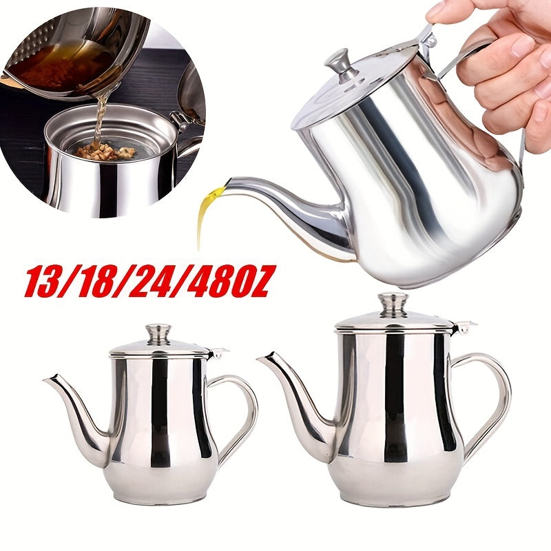 Stainless Steel Pot with Filter and Seasoning Bottle for Kitchen Storage