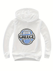 Cotton GREECE Print Hoodies Girls Comfy Hooded Sweatshirt Pullover