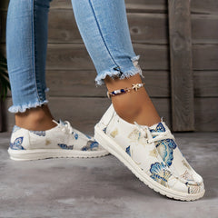 Women's Butterfly Print Low Top Walking Shoes Lightweight Outdoor Flat