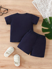 Boy's Cotton Casual Suit Crew Neck Tee Top & Shorts Toddler Baby Outfit Clothes