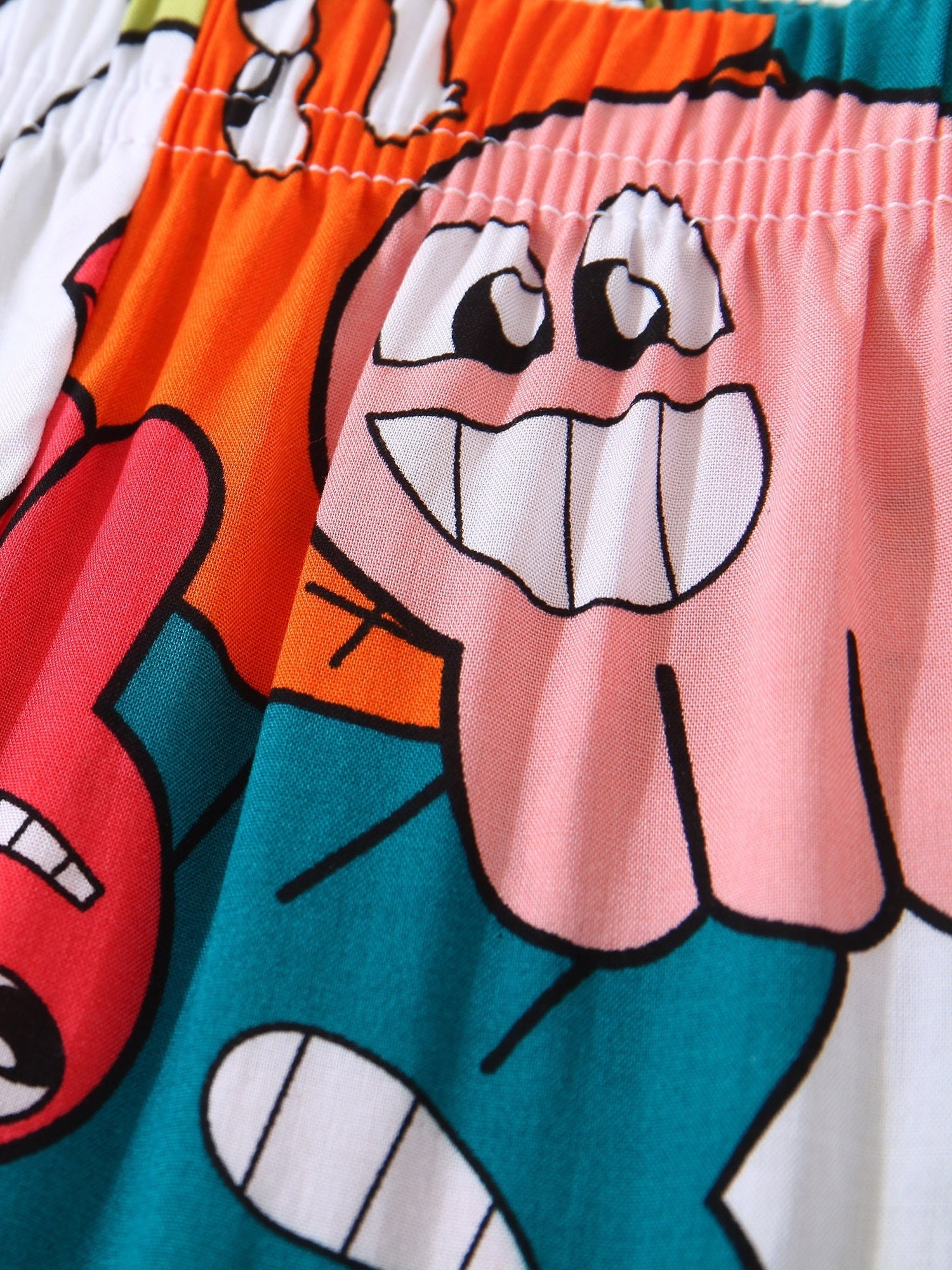 Girls' Cartoon Face Jogger Pants For Outfit