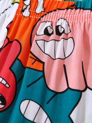 Girls' Cartoon Face Jogger Pants For Outfit