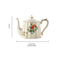 Vintage Strawberry Porcelain Tea Cup and Saucer Set with Golden Trim