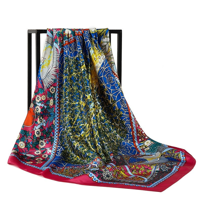 Large Square Silk Head Scarf for Women Lightweight Hair Wrap