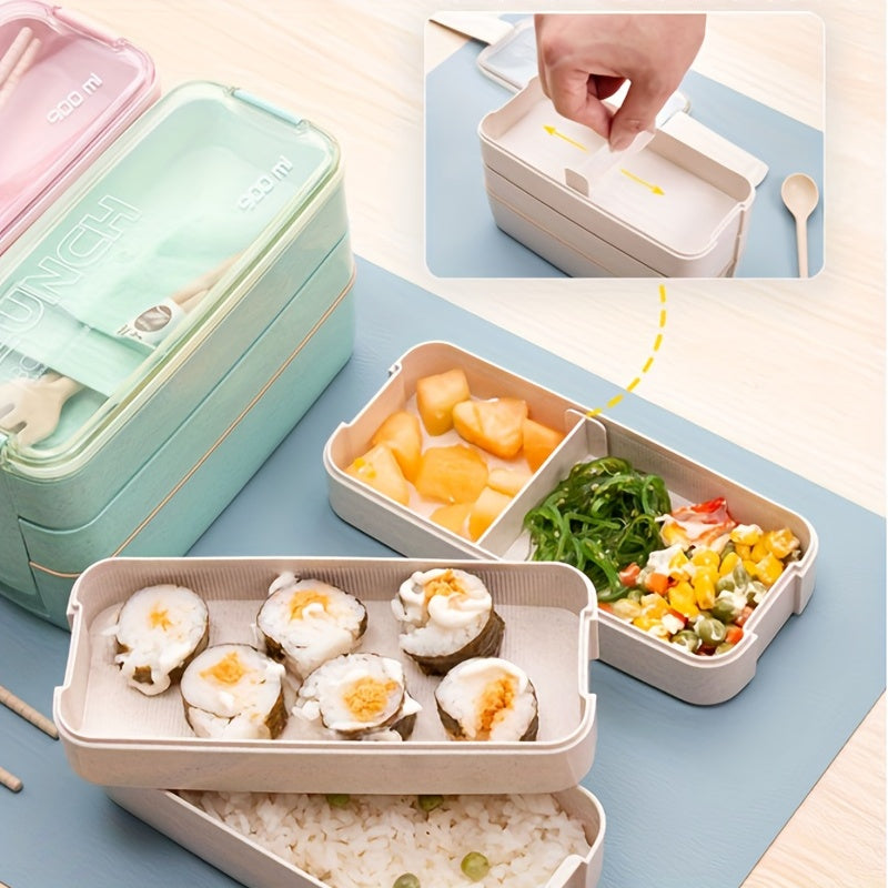 Double Layer Plastic Lunch Box Fat Reduction Meal Box Leakproof Food Container