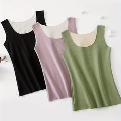 3pcs Seamless Thermal Underwear Crew Neck Top Women's Lingerie