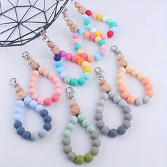 Silicone Beaded Keychain Bracelet For Women Car Keyring Holder Wristlet Bangle