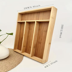 Bamboo Cutlery Drawer Divider Box for Forks Spoons Knives and Chopsticks