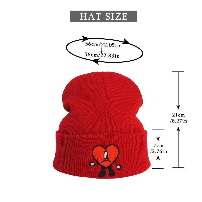 Embroidery Heart Knit Hat Bad Rabbit Cartoon Hip Hop Style Beanie Hat