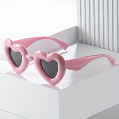 Heart Inflated Frame Sunglasses for Women Men UV400 with Case