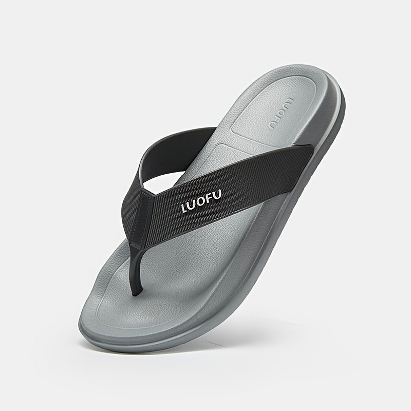 LUOFU Men's Quick Dry Non Slip Beach Flip Flops Grey
