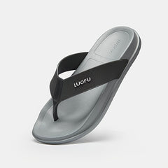 LUOFU Men's Quick Dry Non Slip Beach Flip Flops Grey