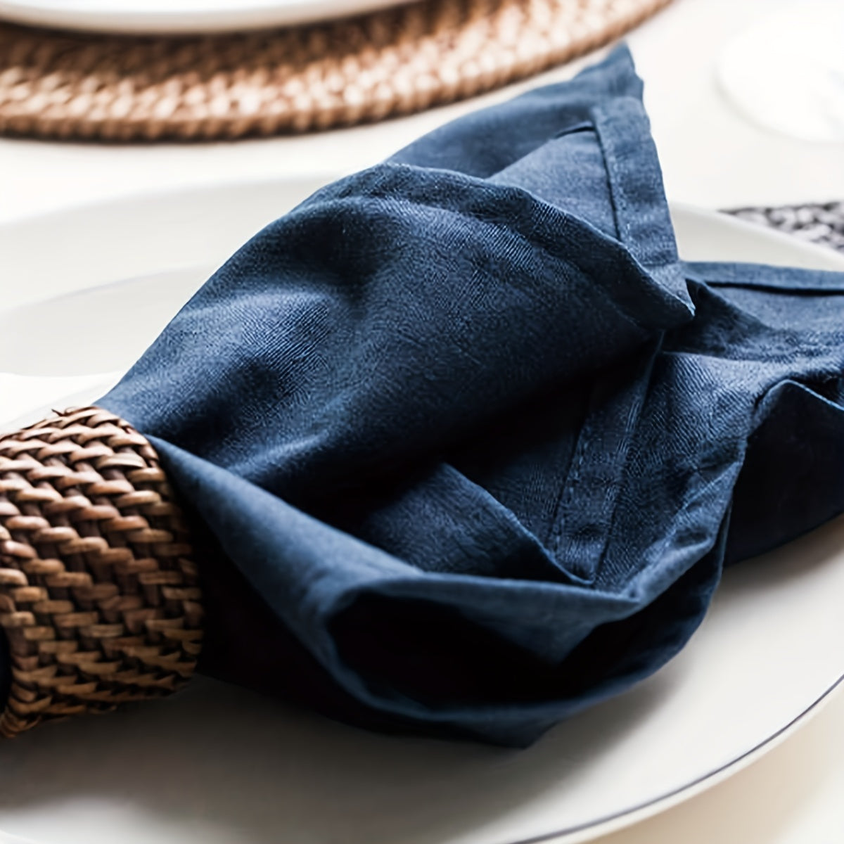 6pcs Polyester Navy Napkin Cloth for Dining Table Decor