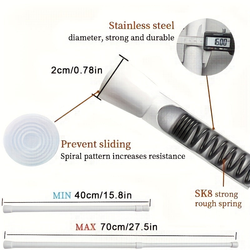 Adjustable Telescopic Door Curtain Rod For Clothes Shoes And Storage