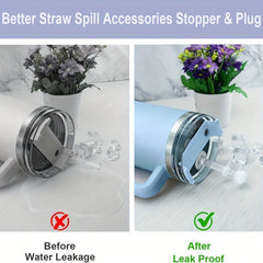 4Pcs Reusable Straws, 6 Silicone Stoppers, Brush, Bag - Cup Accessories