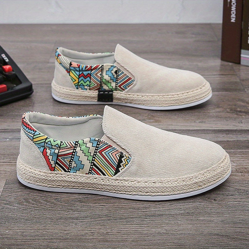 Men's Canvas Slip On Loafer Shoes with Graphic Print