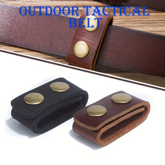2pcs Cowhide Duty Belt Keepers with Double Snap Button