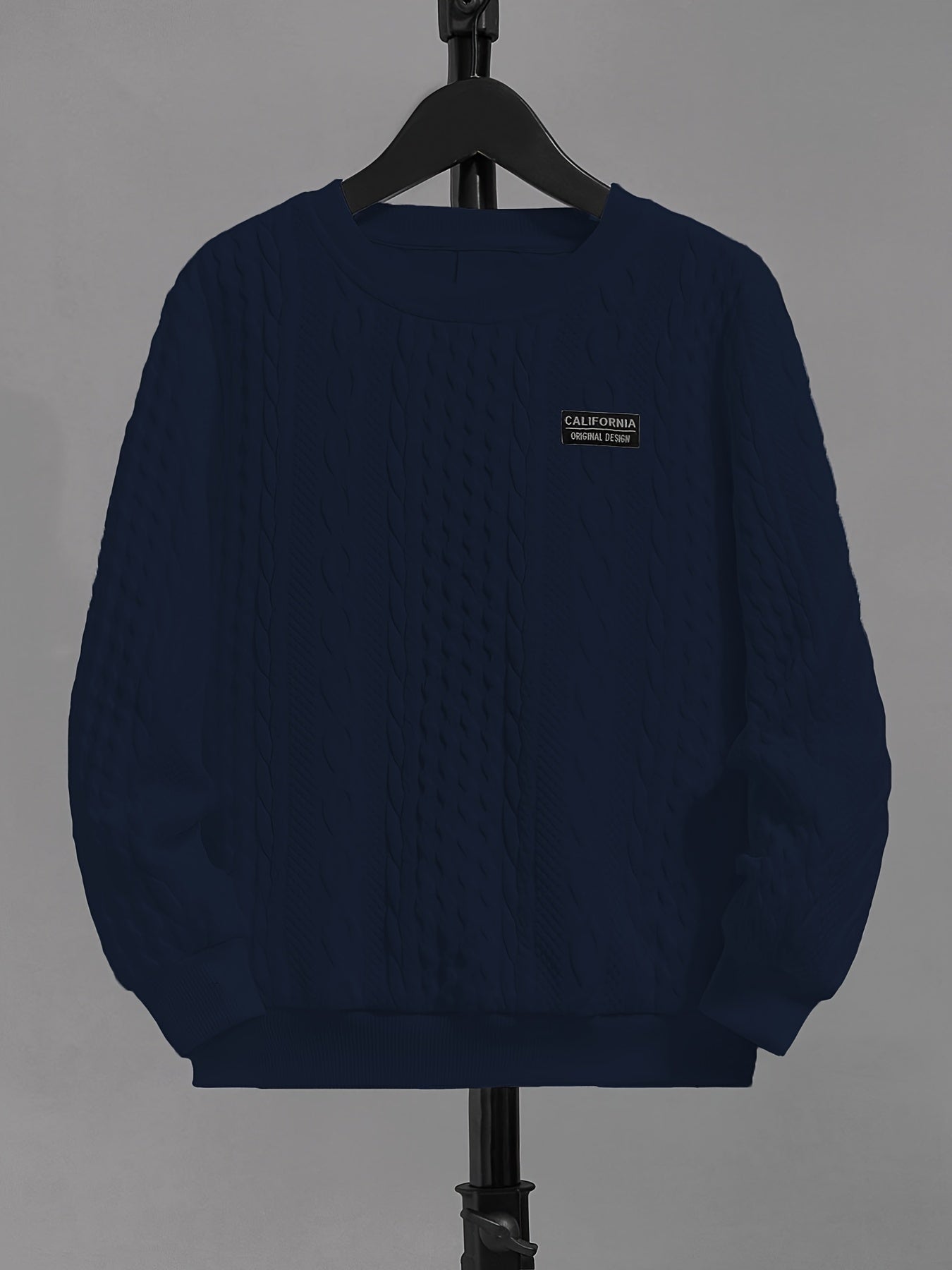 Boys Solid Crew Neck Sweatshirt with CALIFORNjsonIA Patch