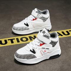 Boy's High Top Skate Shoes Comfy Non Slip Casual Lace Up Sneakers For Kids