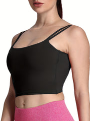 Solid Split Strap Twist Backless Crop Cami Top