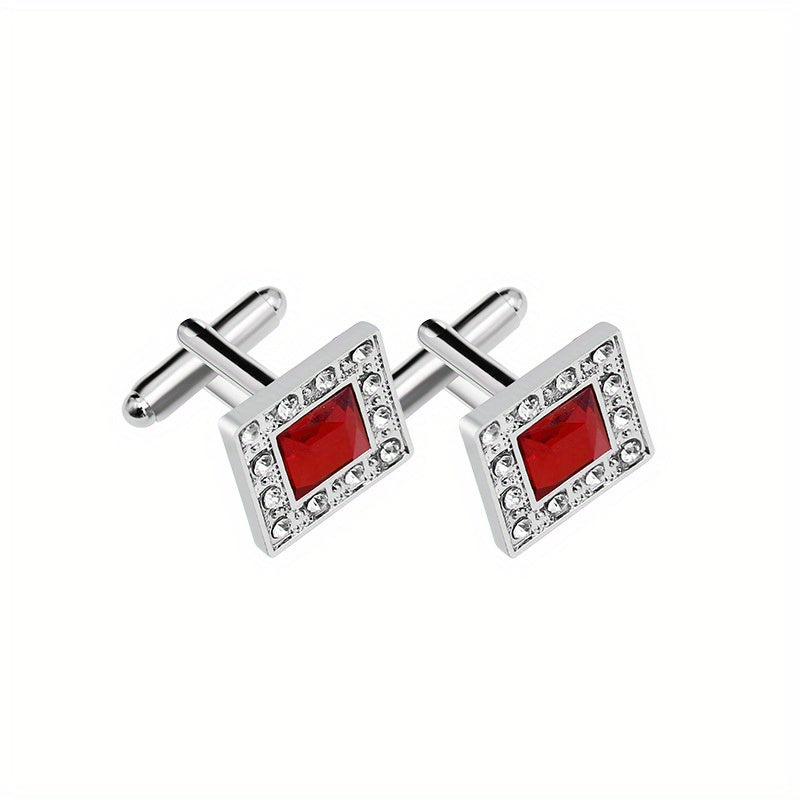 Square Rhinestone Cufflinks Suit Button Sleeves Studs