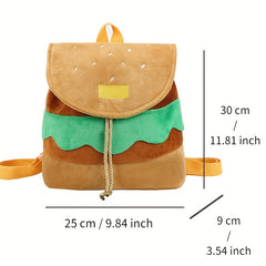 Kids Hamburger Bag Cartoon Backpack Large Capacity Backpack