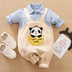 Cotton Jockstrap Romper Lovely Bear Graphic Baby Boys Body