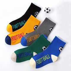Boys Football Pattern Socks Sports Breathable Crew Socks