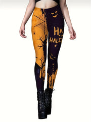 Halloween Print Skinny Leggings Elastic Waist Stretchy Leggings