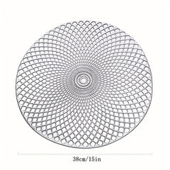 6pcs Round Bronzing Placemats Hollow Out Washable Anti-slip Table Mats