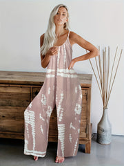 Tie Dye Wide Leg Jumpsuit Sleeveless Casual Loose Jumpsuit