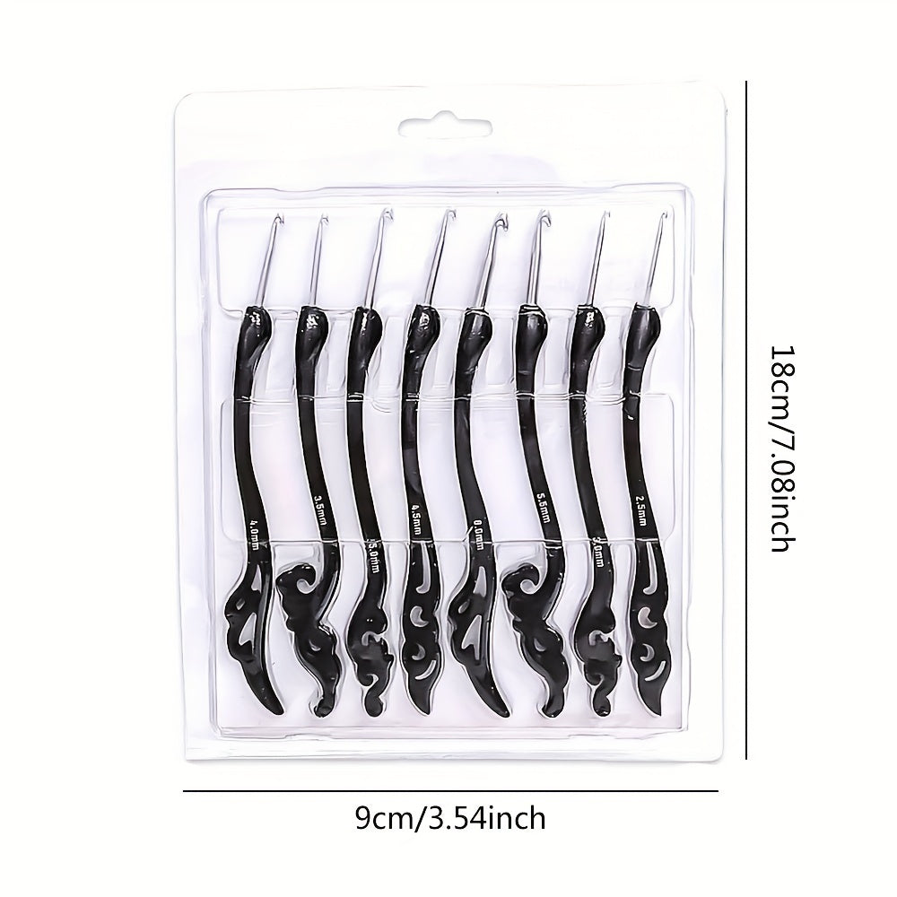8pcs Crochet Hooks Soft Handle Aluminum Knitting Tool Sweater Needle Retro Fancy