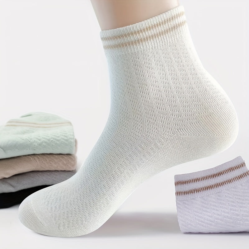 Women's Striped Crew Socks - Comfy & Breathable Short Socks