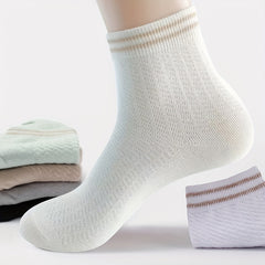 Women's Striped Crew Socks - Comfy & Breathable Short Socks