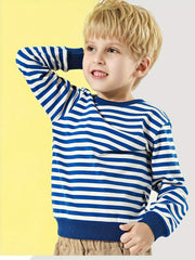 Boys Striped Pullover Sweatshirt Long Sleeve Crew Neck Tops