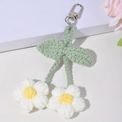Crochet Flower Keychain Pendant Woolen Daisy Knitting Ornament