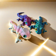 3D Printed Rainbow Chameleon Model Realistic Eyes Soft Limbs Vibrant Scales