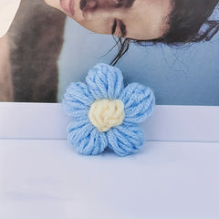 5pcs Crochet Flower Girls Decorative Yarn Hairpin Brooch Bracelet Hair Rope
