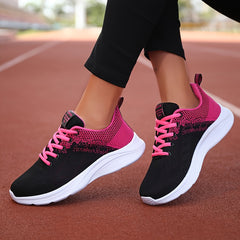 Women's Mesh Lace Up Running Shoes Lightweight Two Tone Sneakers