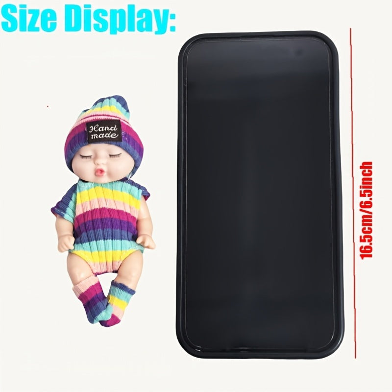 4" Y2K Style Knit Sleeping Doll with Colorful Clothing - Perfect Gift for Kids