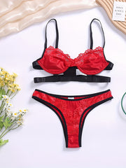 Floral Lace Lingerie Set Push Up Bra & Panties