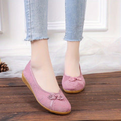 Women's Chinese Style Flat Shoes Soft Sole Slip On Walking Flats