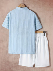 2pcs Boys Short Sleeves Shirt & Shorts Set Kids Summer Clothes