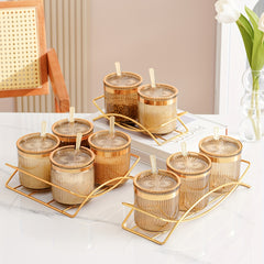 Seasoning Jar Set Metal Tray Spoon Salt Storage Party Wedding